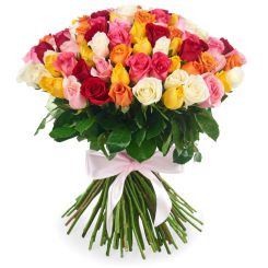 100 multicolored roses in a bouquet 