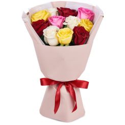 Букет из разноцветных роз 