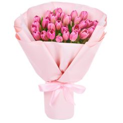 Букет розовых тюльпанов 