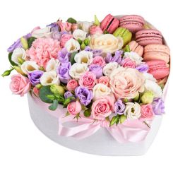 Sweet Life box of flowers and macarons
