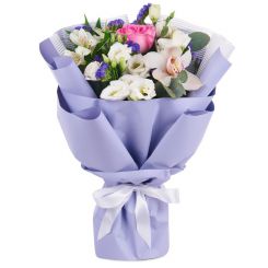 Bouquet of alstromeria, orchid, roses 