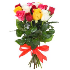 Bouquet of brightly colored roses 